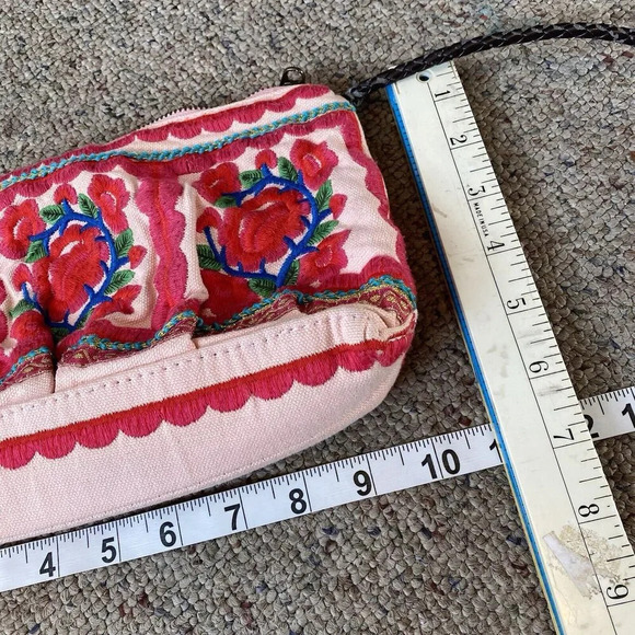 Y2K Limited Edition Small Crossbody Purse Floral Embroidered Cottagecore Pink - Picture 2 of 11